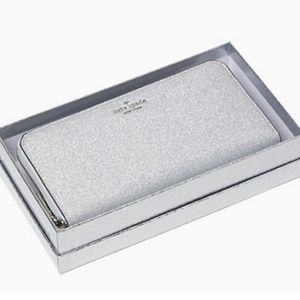 Late spade large silver glitter continental wallet
